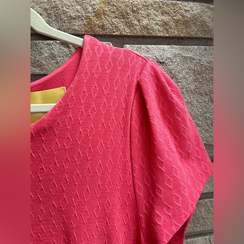 Anthropologie Maeve Diamond Textured Coral Shift Dress XL - Picture 4 of 9